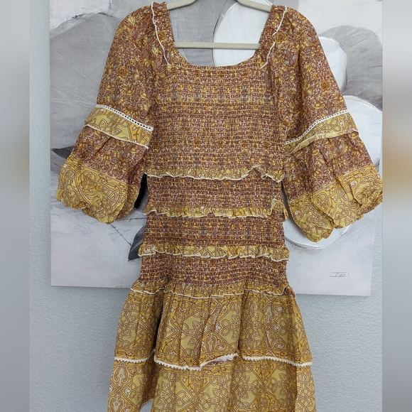 Barok Paris Smocked Ruffle 100% Cotton Dress Size Medium Nwt ❤️ - Picture 6 of 9